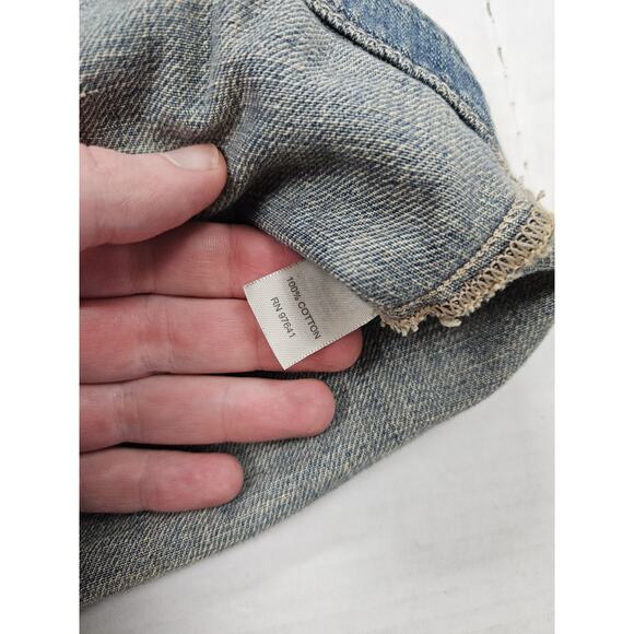 J Jill Denim Jacket Women's Medium Blue Jean Pleated BOHO Cottagecore Cotton - Picture 7 of 9